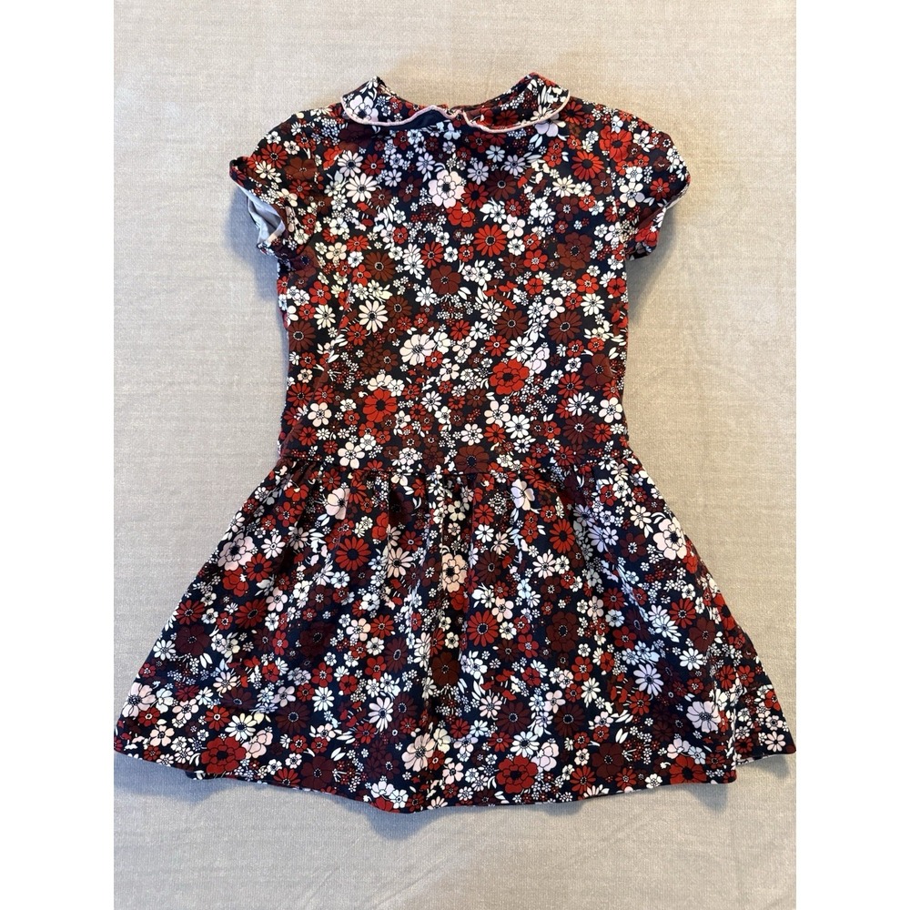 Brooks Brothers Fleece Girls Floral Dress Size 4 Red Navy Vintage Style